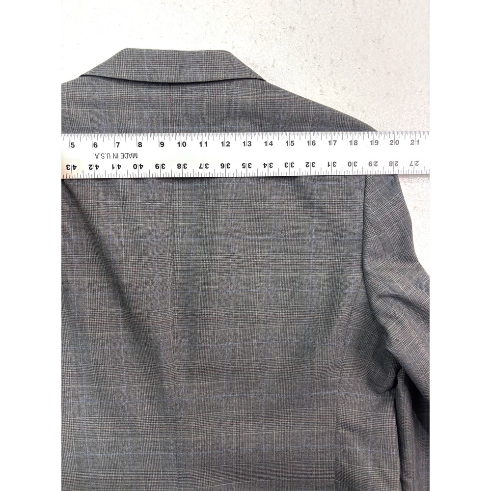 vtg 90s Andre Villard 44S 38x27 2pc Pant Suit Wool Gray Glen Plaid Pleated - Picture 12 of 16